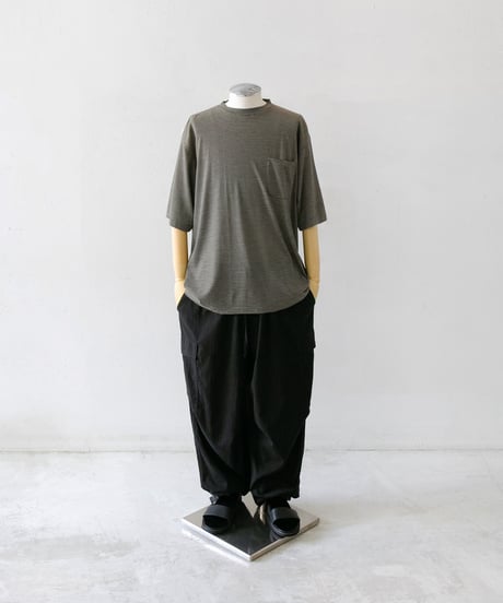 COMOLI _ サマーウール 半袖Tシャツ ( Border )