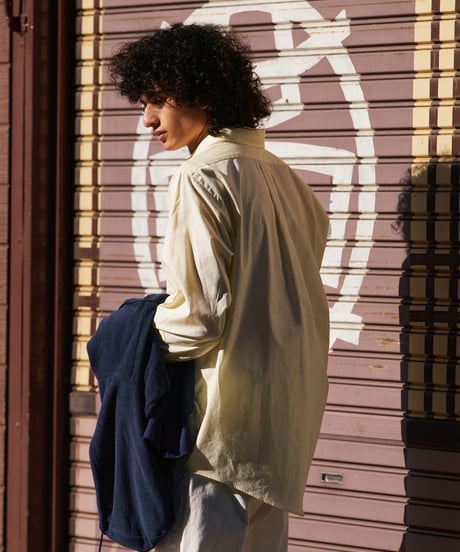 FOUNDOUR _ COTTON BROAD REGULAR COLLAR SHIRT ( Yellow )