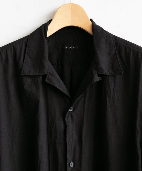 COMOLI _ KHADI コットン 半袖オープンカラーシャツ