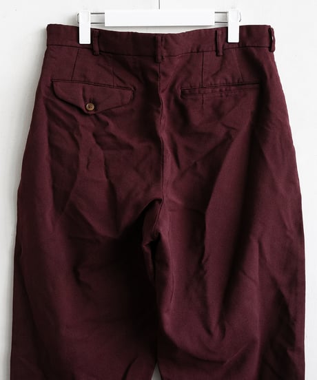 COMME des GARÇONS HOMME DEUX _ 製品後加工 エステル加工糸サージパンツ ( Burgundy )