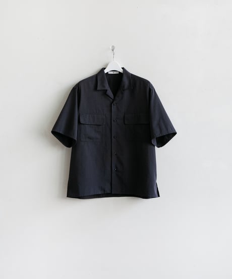 Y _ ORGANIC COTTON WASHER SATIN OPEN COLLAR SHIRT