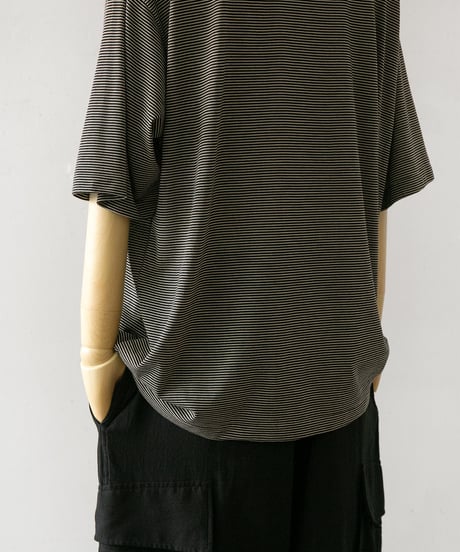 COMOLI _ サマーウール 半袖Tシャツ ( Border )