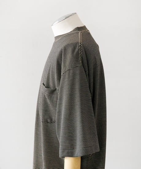 COMOLI _ サマーウール 半袖Tシャツ ( Border )