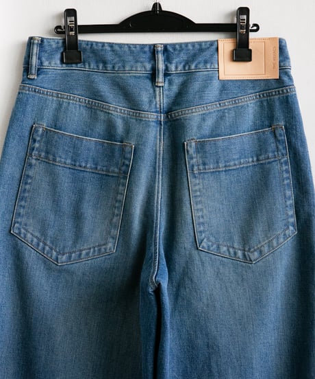 THE RERACS _ RERACS LEFT HAND DENIM WIDE BALLEL DENIM ( Washed Blue )