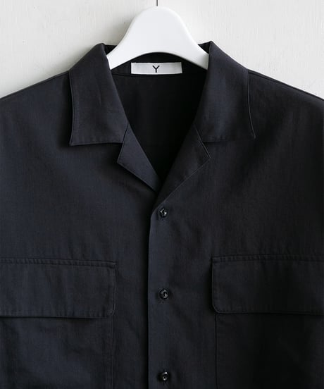 Y _ ORGANIC COTTON WASHER SATIN OPEN COLLAR SHIRT
