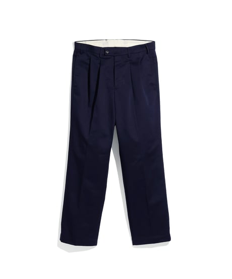 FOUNDOUR _ T/C TWILL TUCK TROUSERS ( Navy )