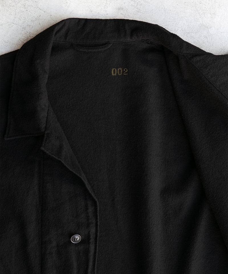 COMOLI コットンシャツ 黒　定価約¥35,000 COMOLI カディー コットン 半袖 オープン カラー シャツ , Black
