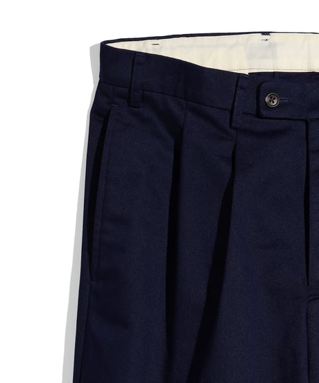 FOUNDOUR _ T/C TWILL TUCK TROUSERS ( Navy )