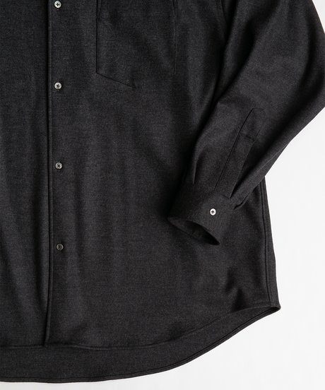 Graphpaper _ Wool Smooth Flannel Oversized Regular Collar Shirt ( Gray )