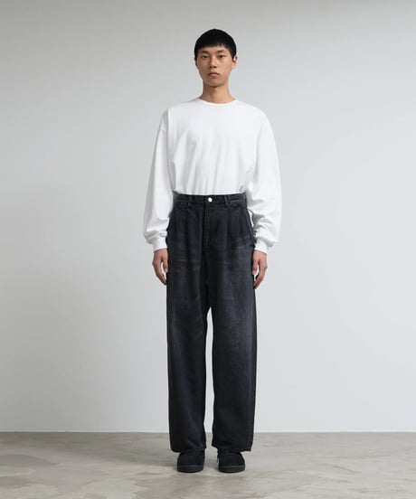 Graphpaper _ Selvage Denim Two Tuck Pants（ DARK FADE BLACK ）
