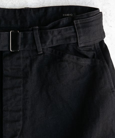 COMOLI  BLACK DENIM _ ブラックデニム ベルテッドパンツ
