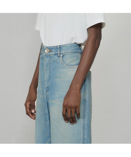 THE RERACS _ RERACS LEFT HAND DENIM WIDE BALLEL DENIM ( Bleach Light Blue )