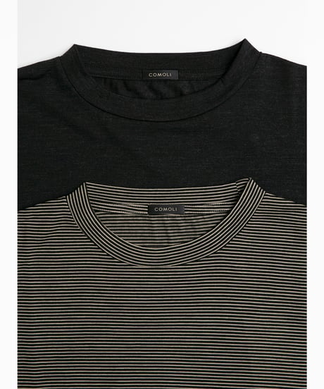 COMOLI _ サマーウール 半袖Tシャツ ( Border )