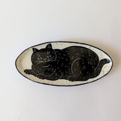 楕円皿（大）（中） ねこちゃん
