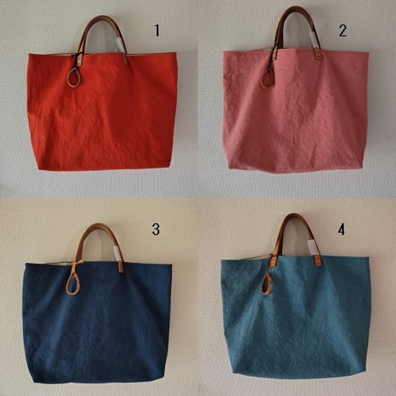 【良品】カルネボレンテ　トート 大ヨコオレンジ トートバッグ（倉敷帆布）