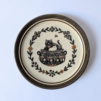 5寸皿・壺ねこ 多色／青