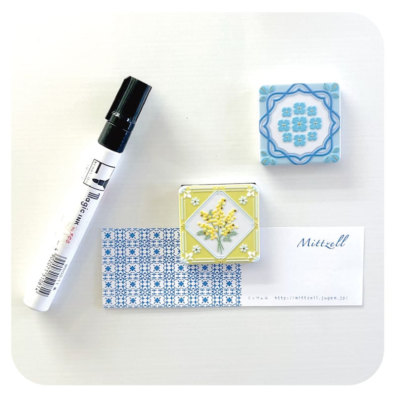 ミニマグネット 2個セット タイル風【花】 | CHICO's STORE