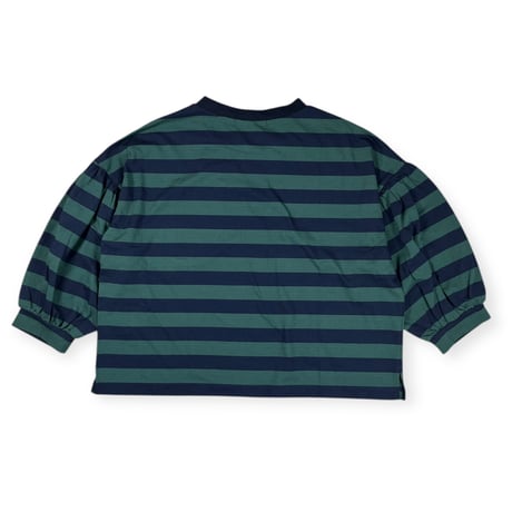 UNIVERSAL SEVEN / 度詰め天竺ボーダーギャザーパフPO / US260CT015 133グリーン×ネイビー