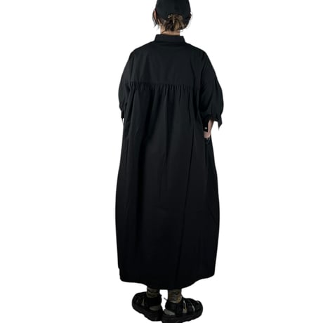 LinenYa / Giza cotton スタンドカラーワンピース / AS535C-BK