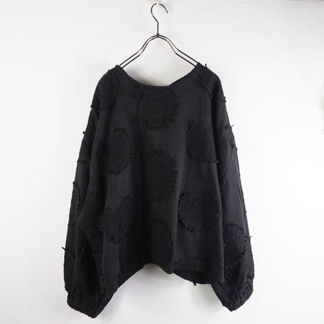 ESTROISLOSE / モチーフ刺繍コットンサテンはおり / EB24402　ブラック