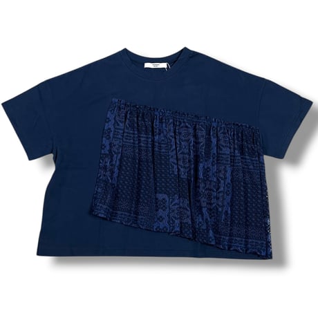 UNIVERSAL SEVEN / クラシック天竺パッチワークレースコンボT / US262CT026 040ネイビー×ネイビー