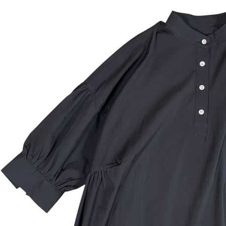 LinenYa / Giza cotton スタンドカラーワンピース / AS535C-BK