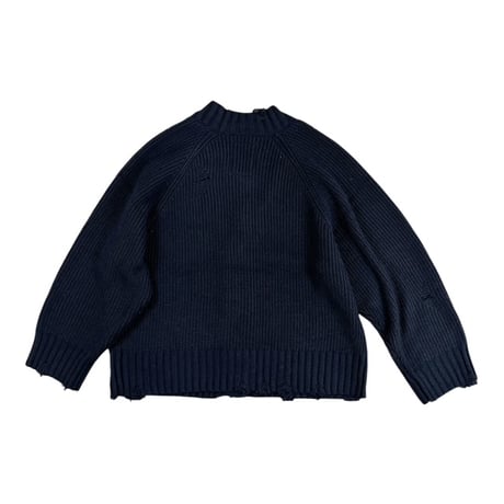 KHA:KI  / DAMAGE RIB KNIT CARDIGAN/ MIL25FKN3033 ブラック