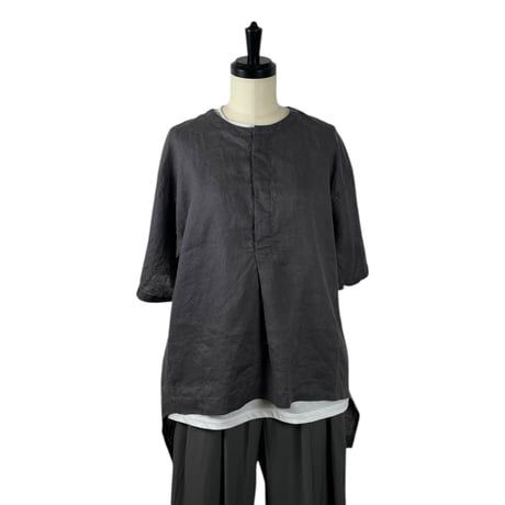 TISSU / フレンチリネン比翼プルオーバー / TS250SH076   007チャコール size1