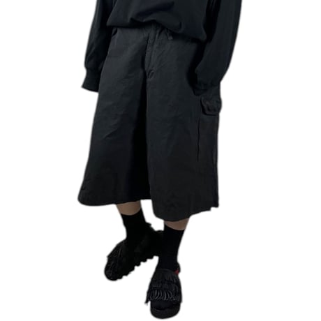 VOAAOV / WEATHER CLOTH GARMENT DYE Wide Short Pants / VOST-P014 BLACK