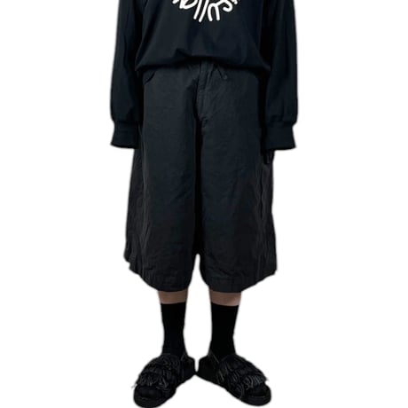 VOAAOV / WEATHER CLOTH GARMENT DYE Wide Short Pants / VOST-P014 BLACK