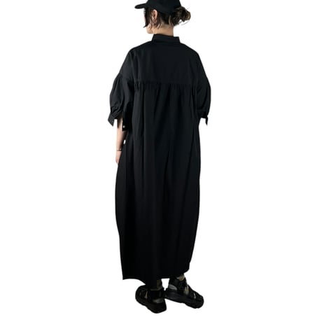 LinenYa / Giza cotton スタンドカラーワンピース / AS535C-BK
