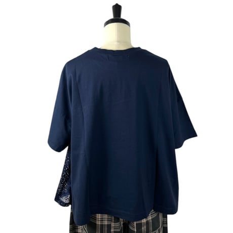 UNIVERSAL SEVEN / クラシック天竺パッチワークレースコンボT / US262CT026 040ネイビー×ネイビー