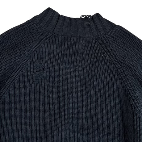 KHA:KI  / DAMAGE RIB KNIT CARDIGAN/ MIL25FKN3033 ブラック
