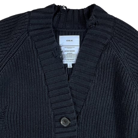 KHA:KI  / DAMAGE RIB KNIT CARDIGAN/ MIL25FKN3033 ブラック