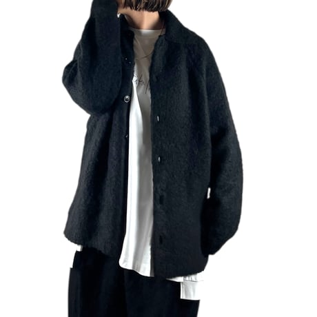 VOAAOV  / FULLERS TEASEL BRUSHED KNIT Cardigan / VONS-O101 BLACK