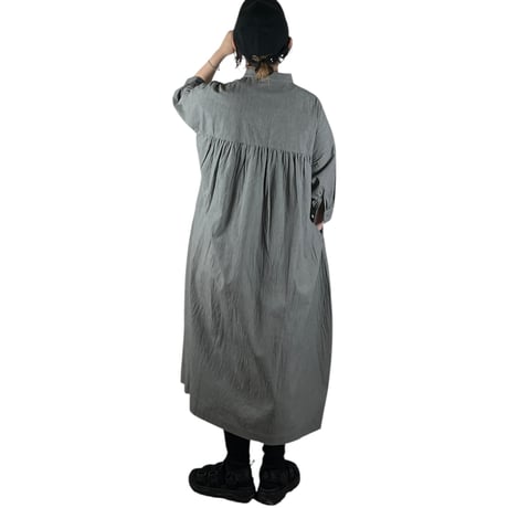 LinenYa / Giza cotton スタンドカラーワンピース / AS535C-チドリ
