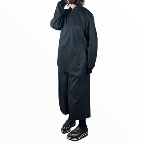 my beautiful landlet  /  WASHABLE WOOL OVERSIZE POLO SHIRT  / MBL-PLSH BLACK size0