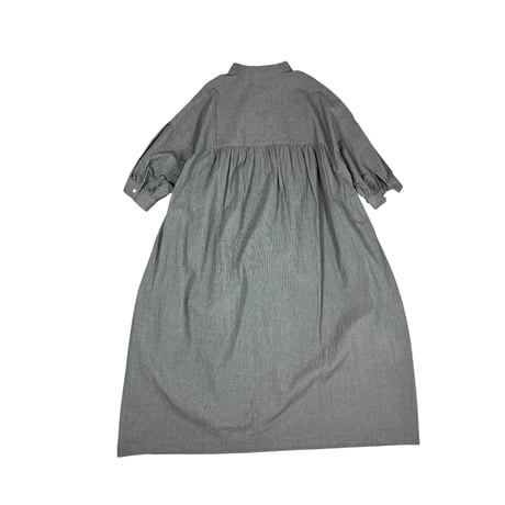 LinenYa / Giza cotton スタンドカラーワンピース / AS535C-チドリ