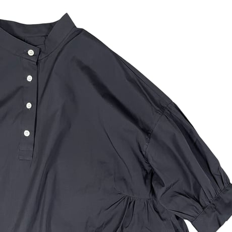 LinenYa / Giza cotton スタンドカラーワンピース / AS535C-BK