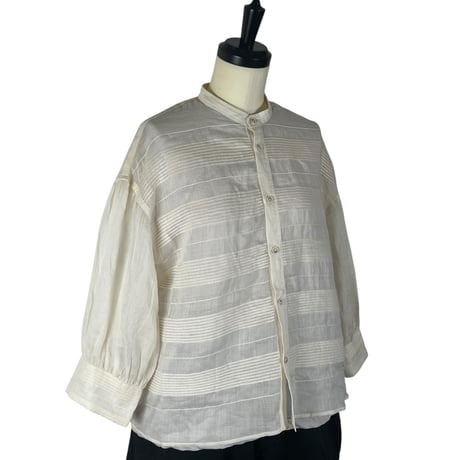ESTROISLOSE /　ラミーピンタックバンドカラーシャツ  / EB26216 04IVORY