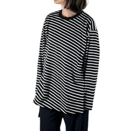 VOAAOV  /  BIAS BORDER Long Sleeve T-Shirt / VOBDLT BLACK×WHITE