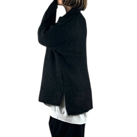 VOAAOV  / FULLERS TEASEL BRUSHED KNIT Cardigan / VONS-O101 BLACK