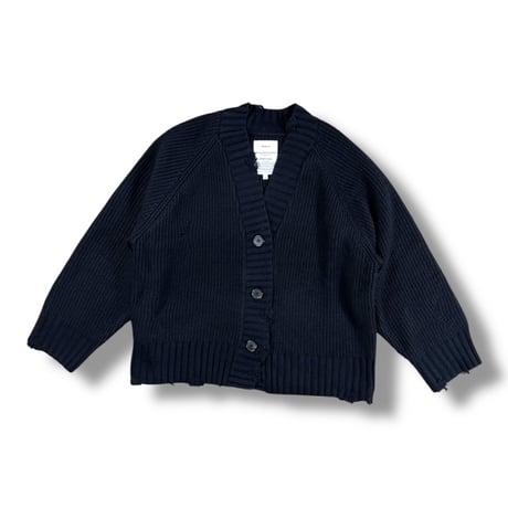 KHA:KI  / DAMAGE RIB KNIT CARDIGAN/ MIL25FKN3033 ブラック