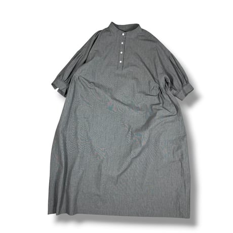 LinenYa / Giza cotton スタンドカラーワンピース / AS535C-チドリ