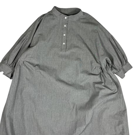 LinenYa / Giza cotton スタンドカラーワンピース / AS535C-チドリ