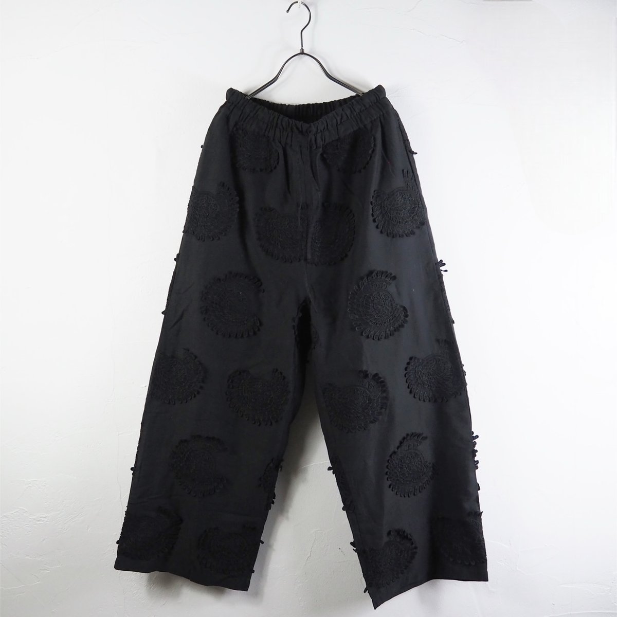 ebure、刺繍レース、ブラックカジュアルパンツ、36 ebure、刺繍