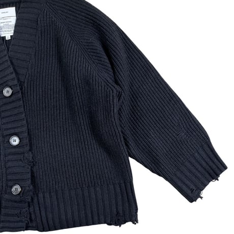 KHA:KI  / DAMAGE RIB KNIT CARDIGAN/ MIL25FKN3033 ブラック