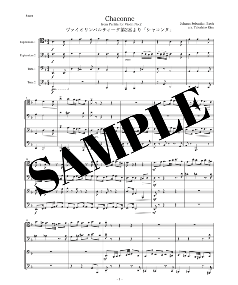 Chaconne from the Partita Ⅱ / ヴァイオリンパルティータより「シャ