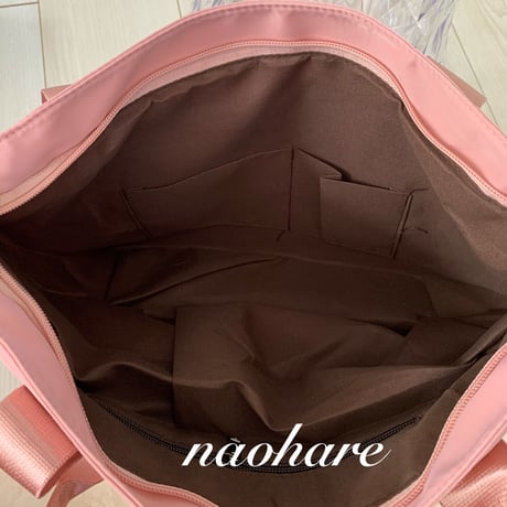 新作　数量限定　防水　軽量　ナイロンバッグ　マザーズバッグ　トートバッグ　ピンク　お花　ビジュー　パール　大容量　春　夏