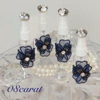 新作　4点限定　アルコール対応　スプレーボトル　除菌ボトル　お花ビジュー　パール　香水みたいなボトル　エレガント　ネイビー